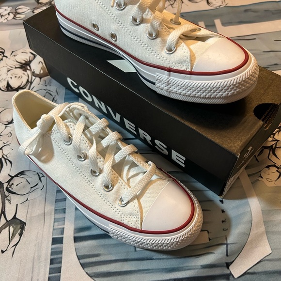 Converse White Sneakers with Red Trim - Picture 3 of 4
